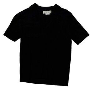 Vintage Outlander Women Black Acrylic Collared Pull On Shirt Size Medium